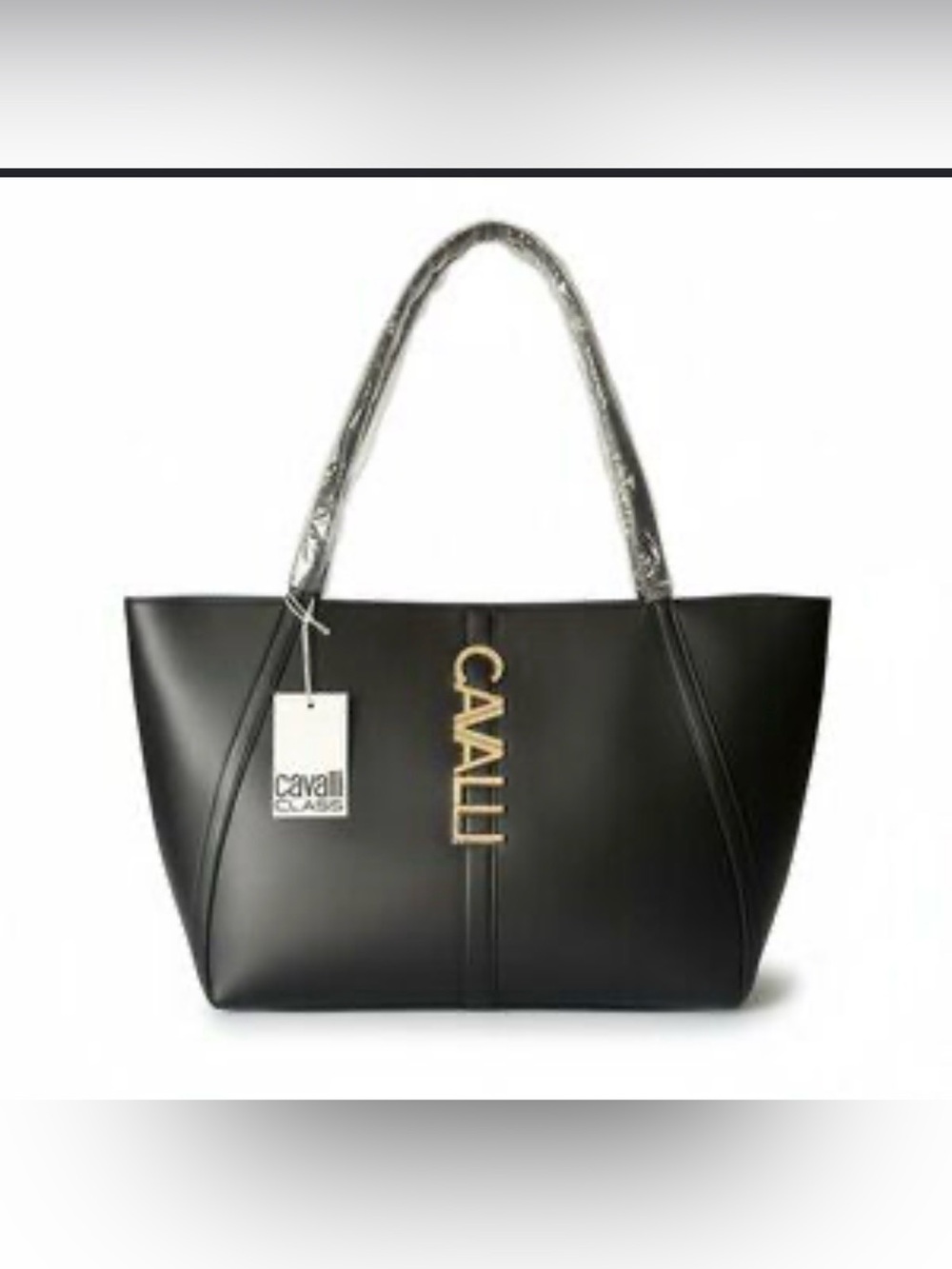 Cavalli Class Black Tote with Gold Chest Logo